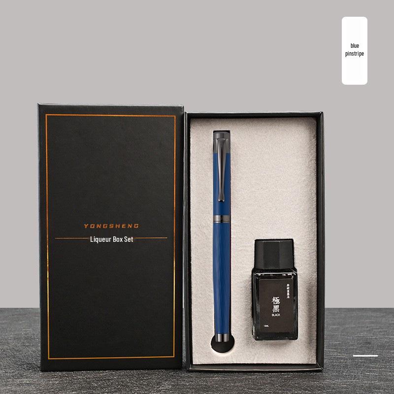 Yongsheng 9315 Metalowe Pióro Wieczne z Wygiętą Stalówką dla Mężczyzn do Biznesu, Biura, Sztuki i Kaligrafii - Zawiera Wymienny Nabój z Tuszem