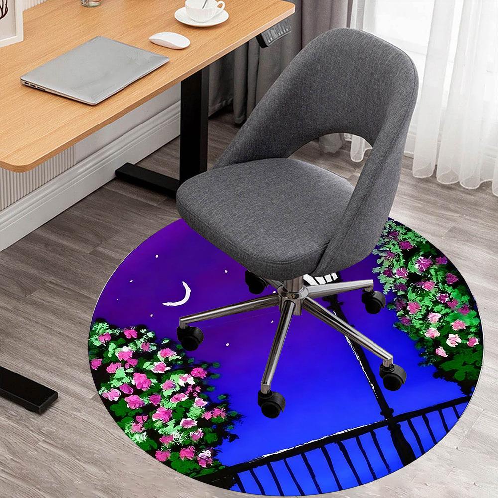 

1pc streetlamp flowers Round Chair mat office Area Rug - Non-Slip, Floor Mat for Office, Bedroom, Ideal home decor gift c0112092 80cm