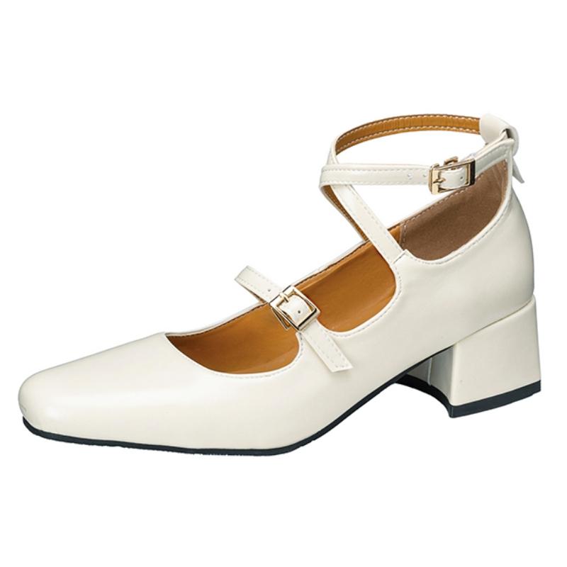 

Женские туфли Мэри Джейн на низком каблуке 2025 Роскошные с перекрестным ремешком Серебристые Черные Бежевые Туфли для вечеринки и свадьбы на низком каблуке Женские туфли-лодочки для платья 39 бежевый