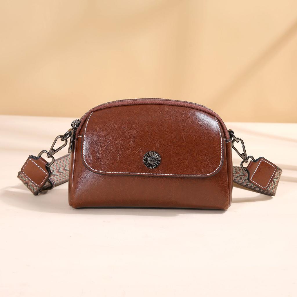 Cowhide Women's Bag Single Shoulder Crossbody Women's Bag Practical Multi-compartment Contrasting Color Change Bag Shell Mobile Phone Bag