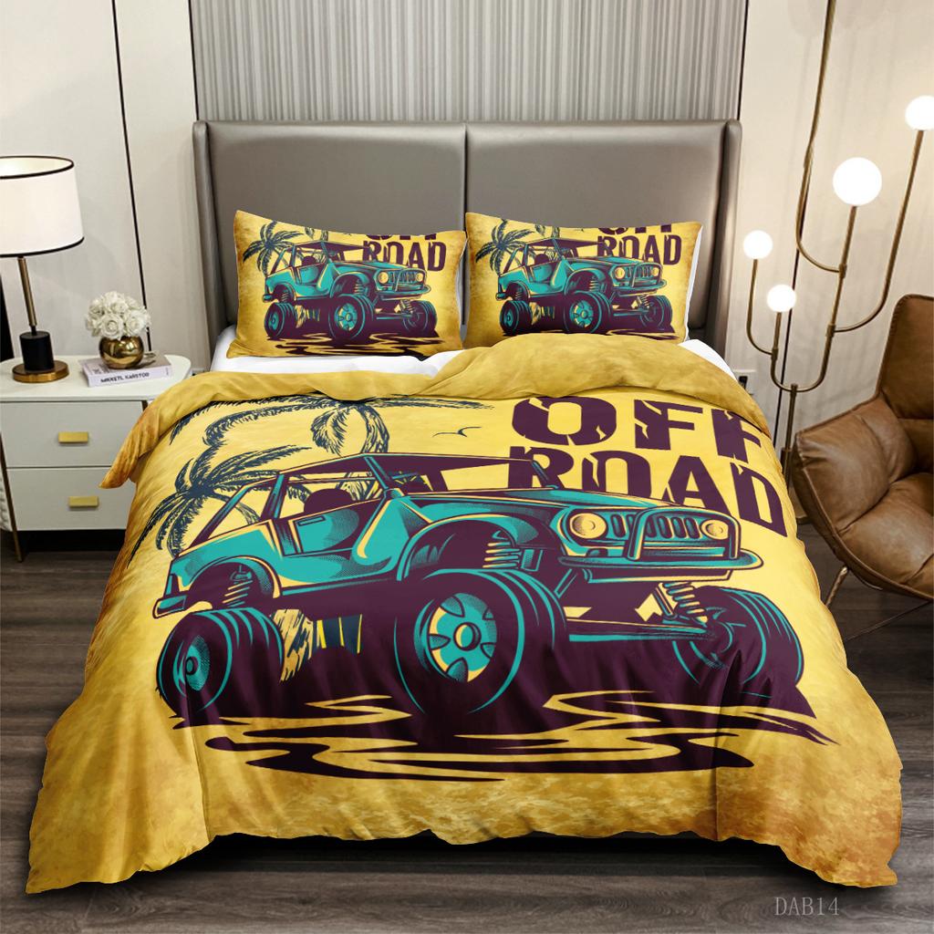 Off-Road Car Series 3D Digital Printing Kit Bedding Quilt Cover Pillowcase Three-Piece Set