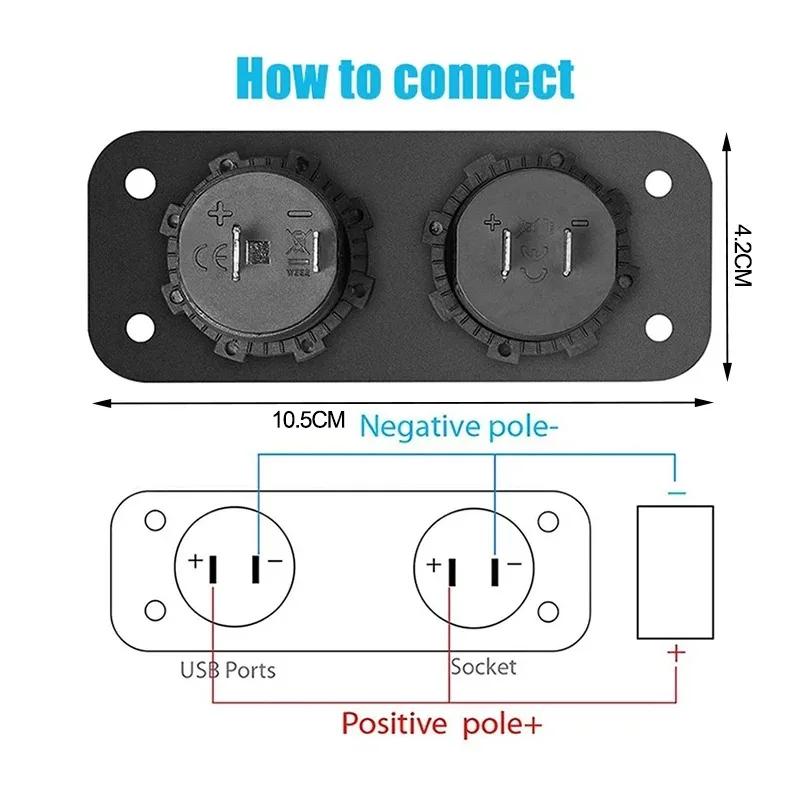 Waterproof Cigarette Lighter Outlet Quick Charge 3.0 12V/24V Dual USB Car Socket with LED Voltmeter Touch Switch for Car RV Boat