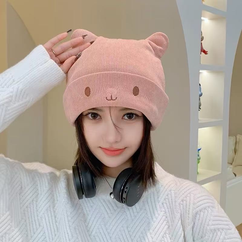 Confinement Hat Postpartum Pregnant Women Autumn and Winter Hat Women's Bag Head Winter Knitted Hat Wool Hat Show Face Little Cute Cold Hat