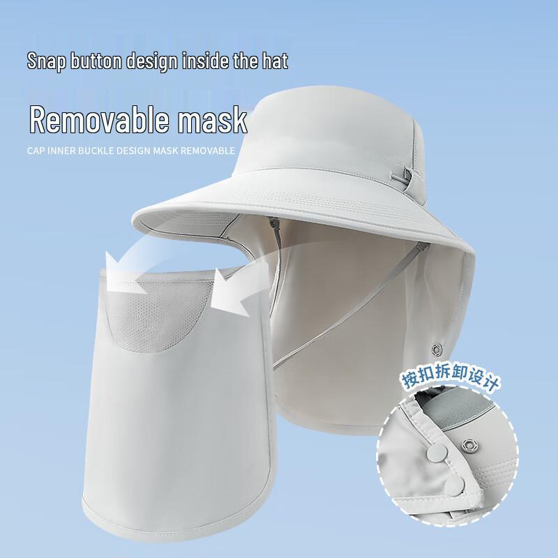 Unisex Foldable Wide-Brim Sun Protection Hat with Face Mask