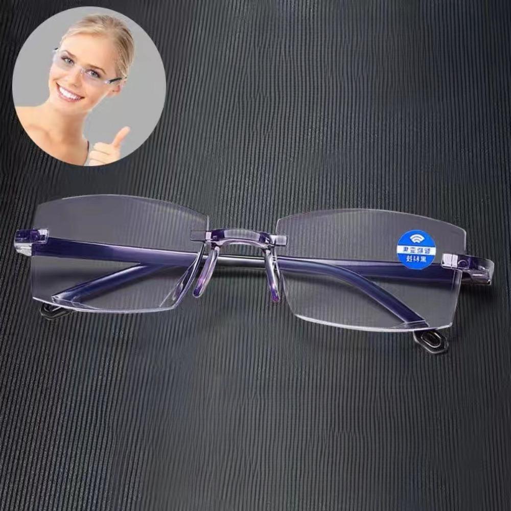 Frameless Edge Cutting Blue Light Presbyopia Glasses with Intelligent Zoom High-definition Presbyopia Glasses for