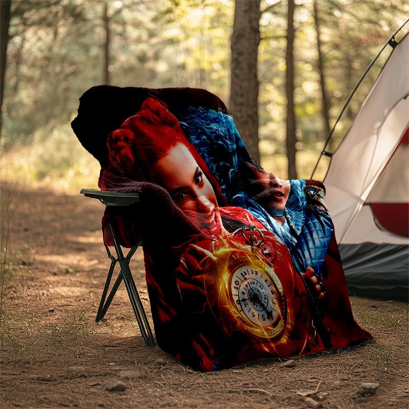 1pc Descendants The Rise of Red2 Theme Blanket - Digital Print, Polyester, Cozy for All Seasons, Perfect for Outdoor, Camping, and Travel