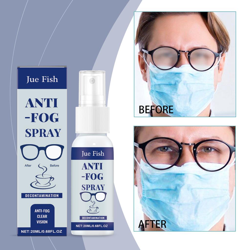 Jue Fish Multi-Function Spray Glasses Anti Fogging Cleaning Lenses Clear Vision Waterproof Portable Defogger 20ml