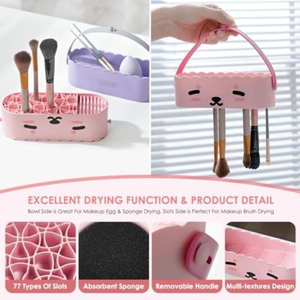 3 In 1 Design Makeup Brush Cleaner Reusable Stain Remover Brush Drying Holder Hygienic Brush Cleaning Mat