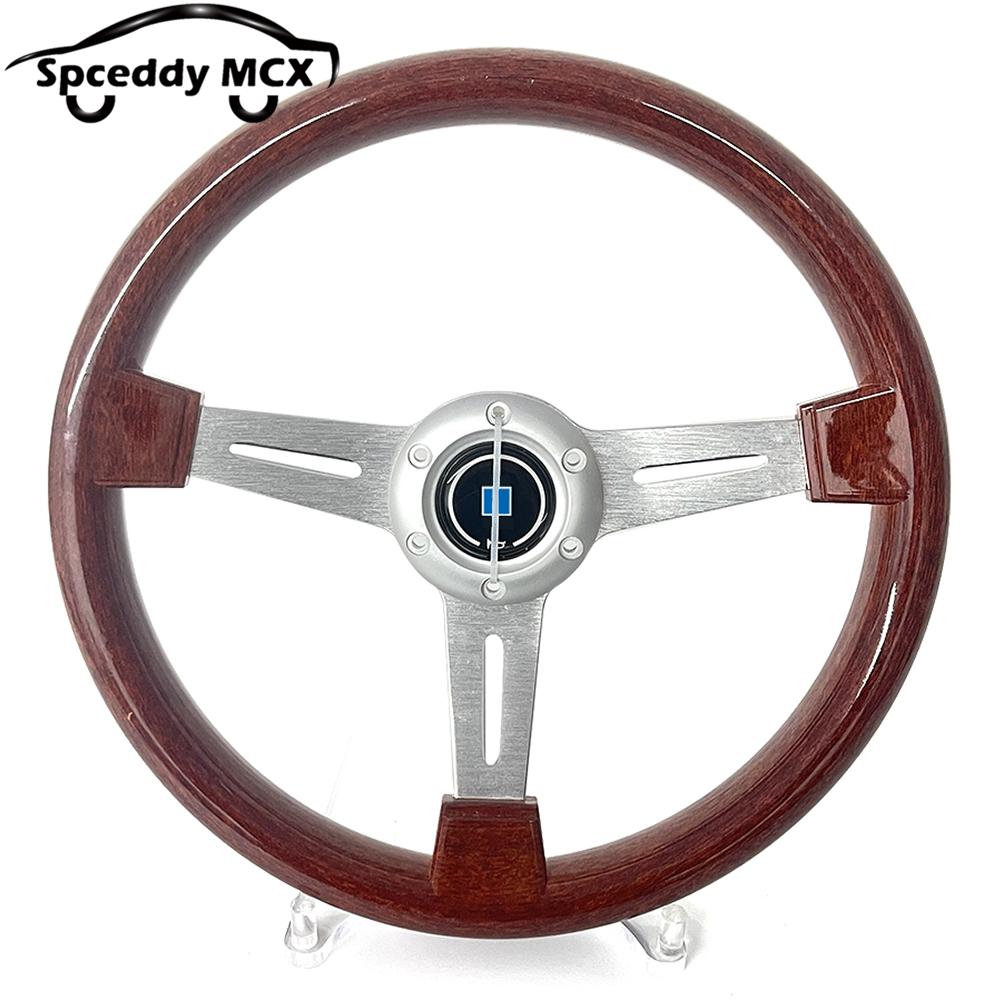 Classic Wood 14inch 350mm Flat Car Steering Wheel Sport ABS Retro Modified Steering Wheel Wood Grain Look Black Silver белый