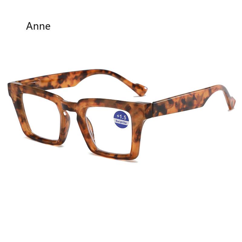 New Fashionable Large Frame Reading Glasses with Spring Legs Multi-colour Anti-blue Light Presbyopia Glasses for Men and Women