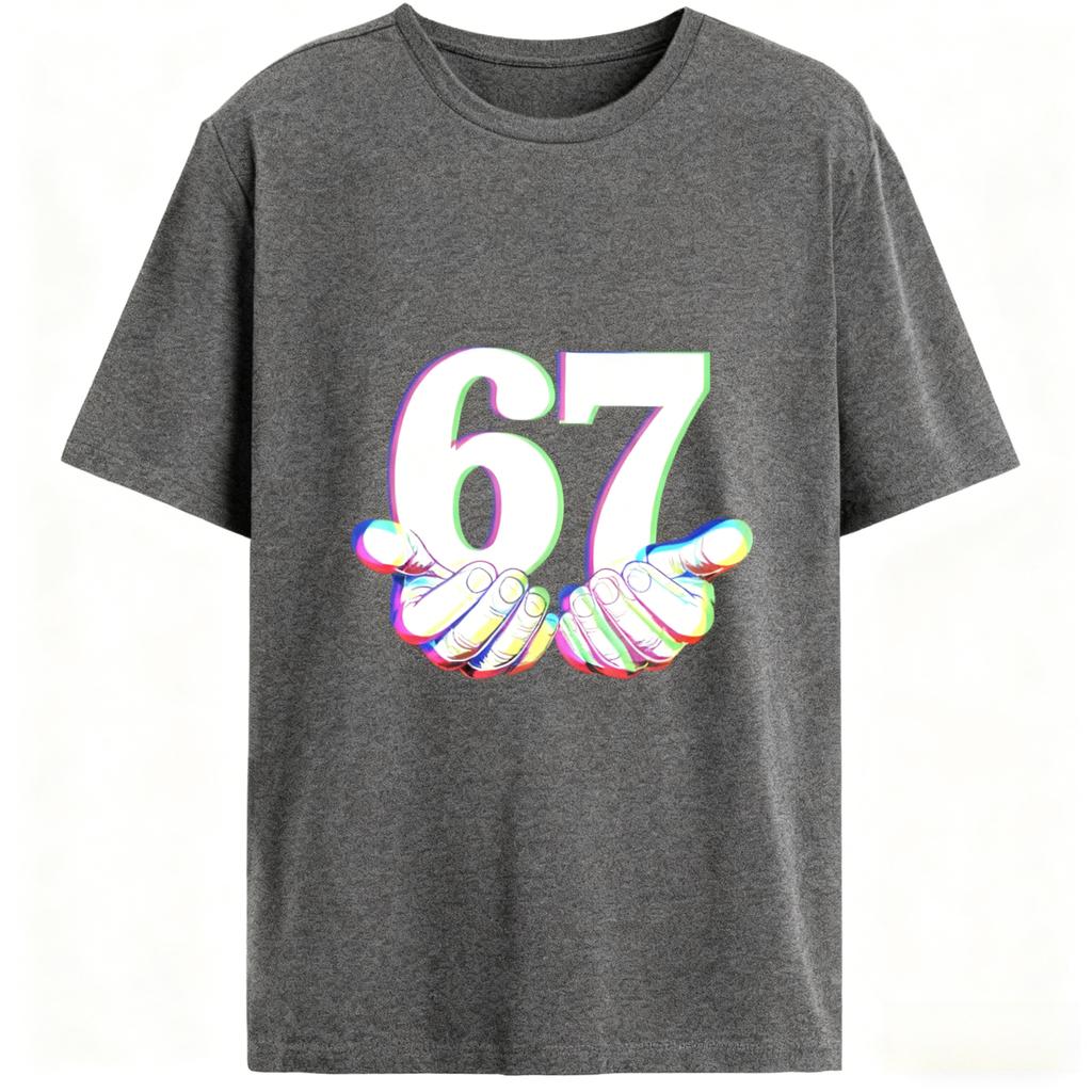 Six Seven 67 Meme Design Funny 1pcs T-Shirts Set Women Graphic Design Pure Cotton Unisex Fashion Casual Round Neck Loose T-Shirt