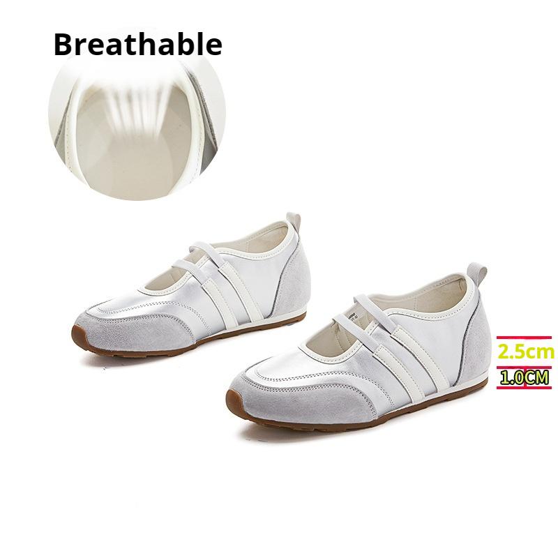 Genuine Leather Mary Jane Shoes with Inner Height Increase Flat Sole German Training Shoes Shallow Mouth Versatile Women's Shoes