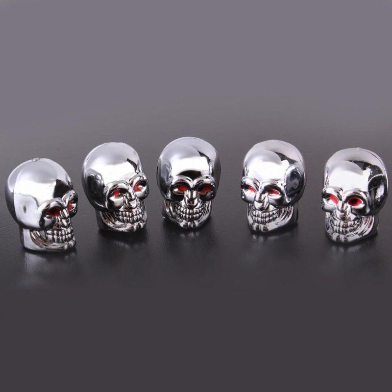 5Pc Skull Tyre Tire Wheel Car Auto Valves Dust Stem Cover BicycleMotocycle