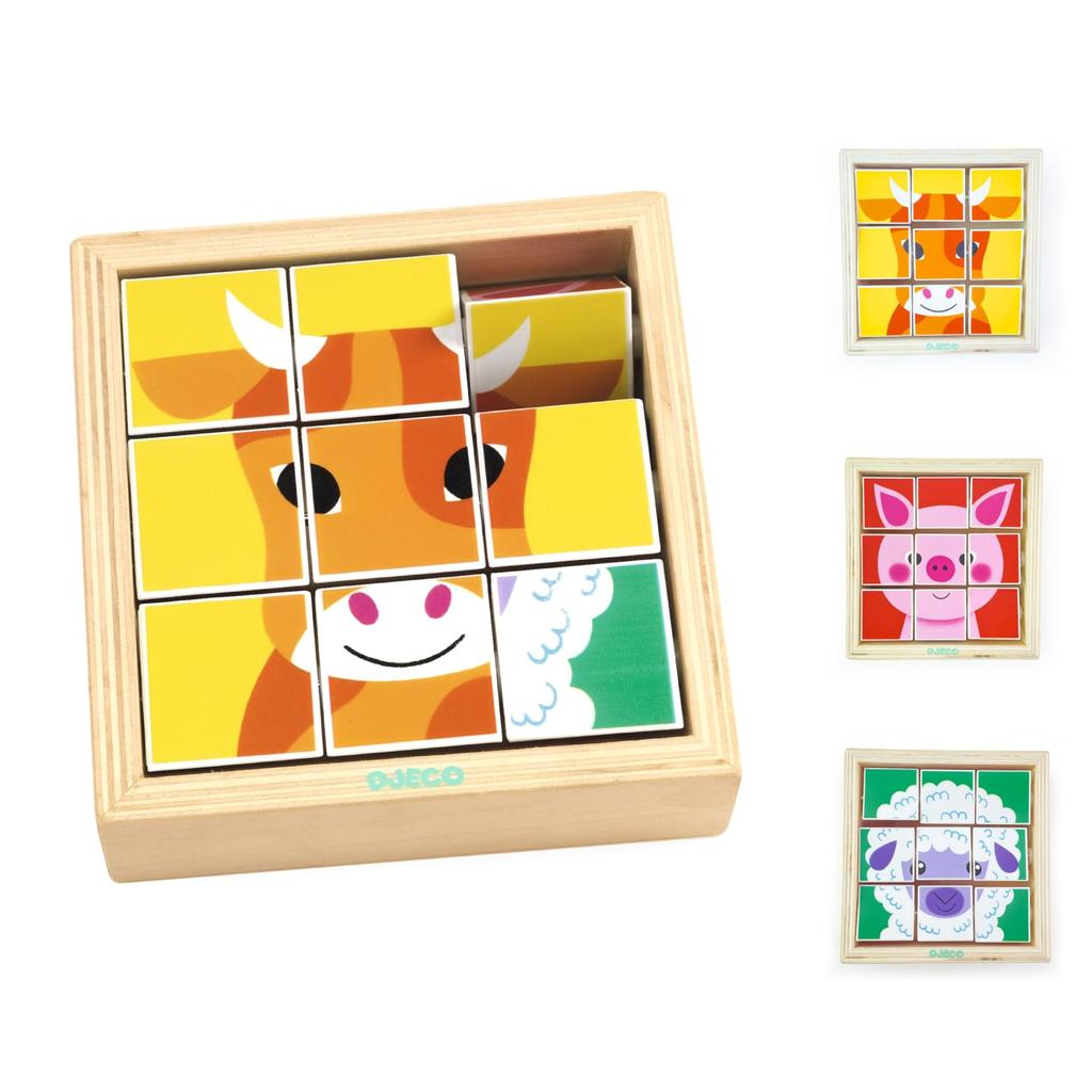 DJECO Animorol Cubo Imagen Animal Educativo Madera Años Años Navidad  Puzzle, Emparejamiento, Puzzle, Girar, Forma, Juguete, Niños, Juguete,
