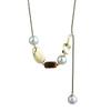 Tiger'S Eye Silver Pleated Irregular Metal Square Push Zipper Sweater Chain Women'S Light Luxury High-End Necklace