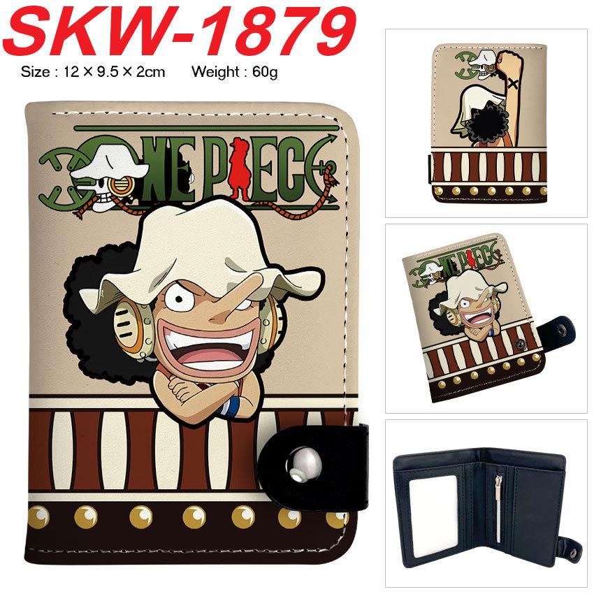 One Piece Anime Druckknopf Geldbörse Vertikaler Kartenhalter Münzbörse für Schüler Männer Frauen