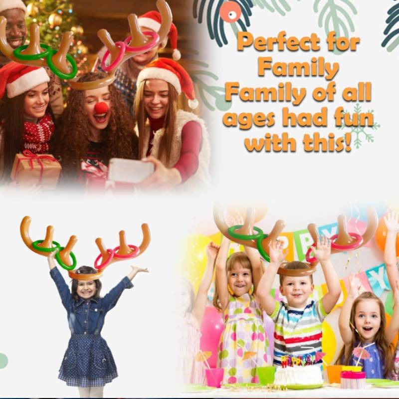 Inflatable Reindeer Horn Hat Toss Game For Christmas Party Fun And Family Engagement