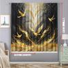 Set of 2 Golden Bird Patterned Curtains, Featuring a Modern Artistic Style with Rod Pockets, Suitable for Home Decoration in