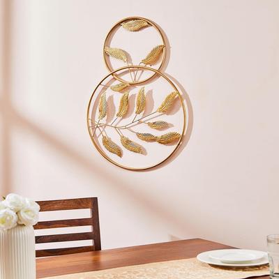 Metal Wall Frame | Elegant Nature | Inspired Leaf Design| Sturdy Iron | Wall Hanging | Wall Décor | Easy Installation | 40 X 40 Cm