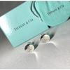 Used Rare Tiffany T&CO 1837 Logo Letter Oval Cufflinks Cufflinks Button Mirror Sterling Silver SV925 Included Men's
