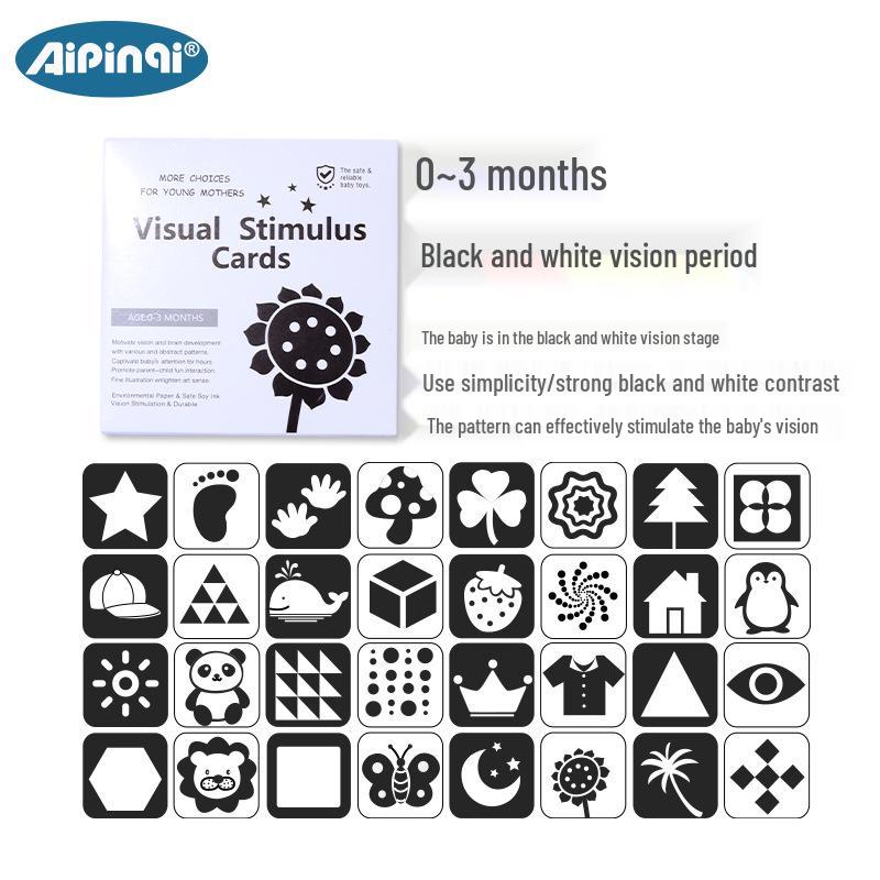Aipinqi Baby Visual Stimulation Cards: Newborn Black and White Early Education and Tracking Cards
