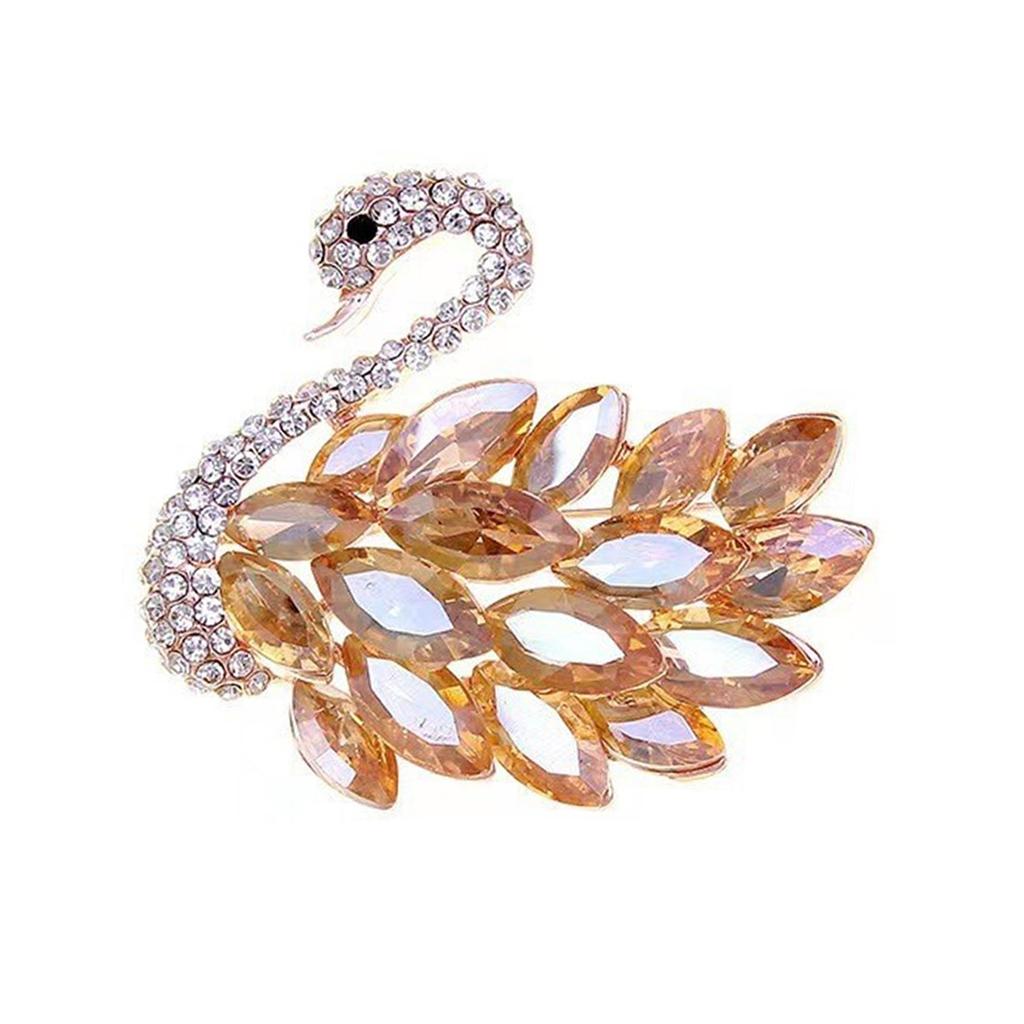 Elegant Swan Brooch for Fashionable Women Sparkling Rhinestones Animal Shape Pin Elegant Jewelry Clothing Accessory