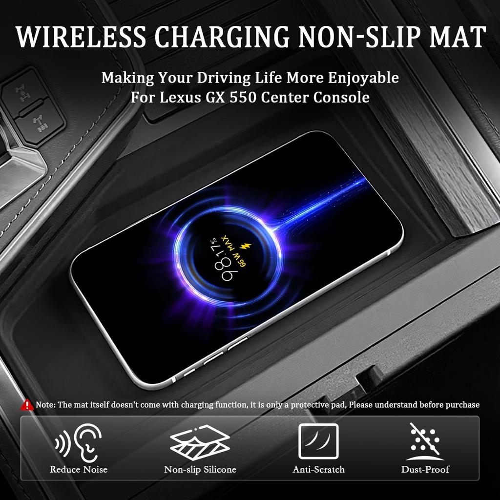 Wireless Charging Protective Mat For 2024 2025 Lexus GX550 Accessories, Center Console Non-Slip Silicone Protection Pad For 2024 2025 Lexus GX 550