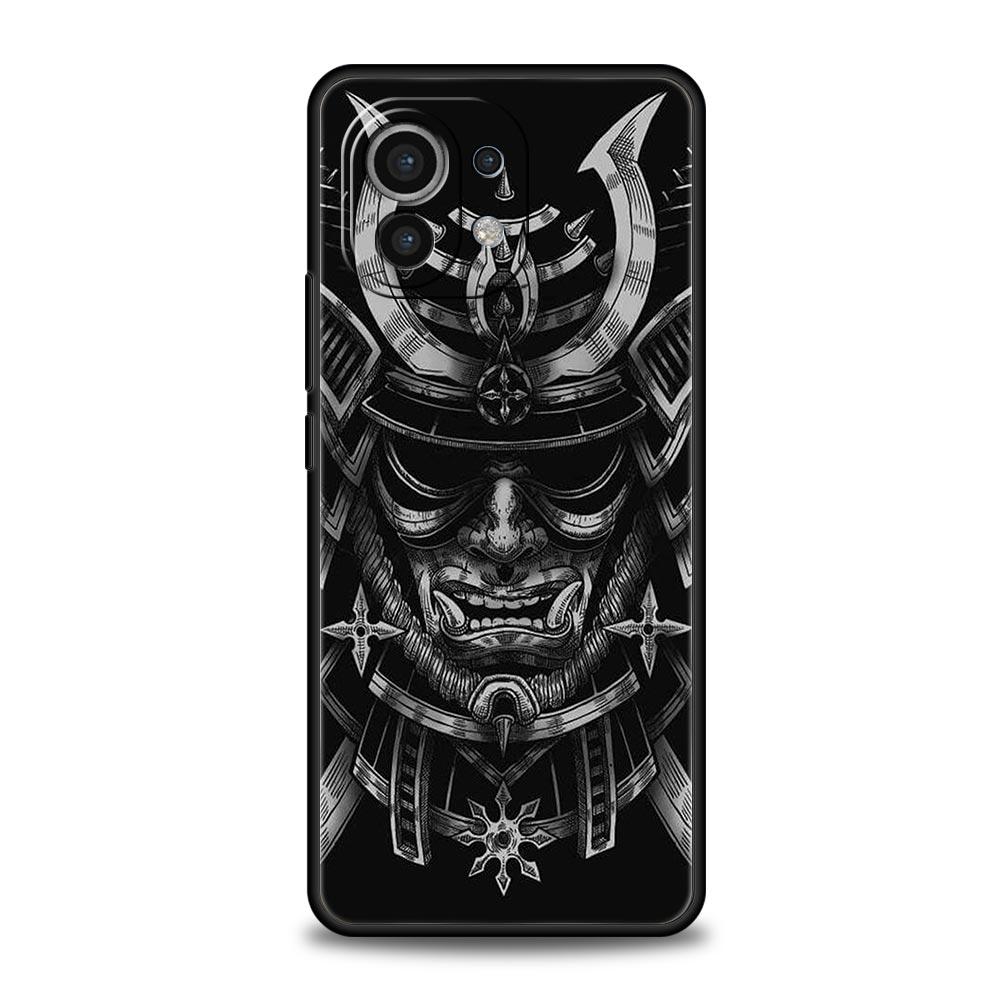 

Чехол для телефона с маской Они самурая для Xiaomi 13 12 11 Lite 12T 11T 10T 9T Mi Poco X5 M4 M3 X4 X3 Pro F5 F4 F3 GT 5G Черный корпус Mi 10T 5G