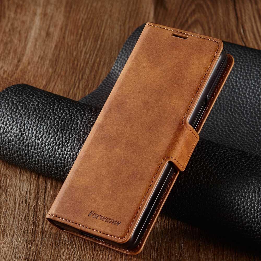 Phone Case for Samsung Galaxy Z Fold 7 6 5 4 3 W22 W23 5G Strong Magnetic Attraction Buckle Card Wallet Stand Leather Soft Cover