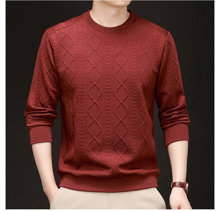 Men's Solid Color Pullover Sweater - Long Sleeve, Casual Round Neck T-Shirt