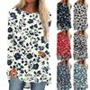 Dámská móda ležérní halenka s potiskem s kulatým výstřihem a dlouhým rukávem