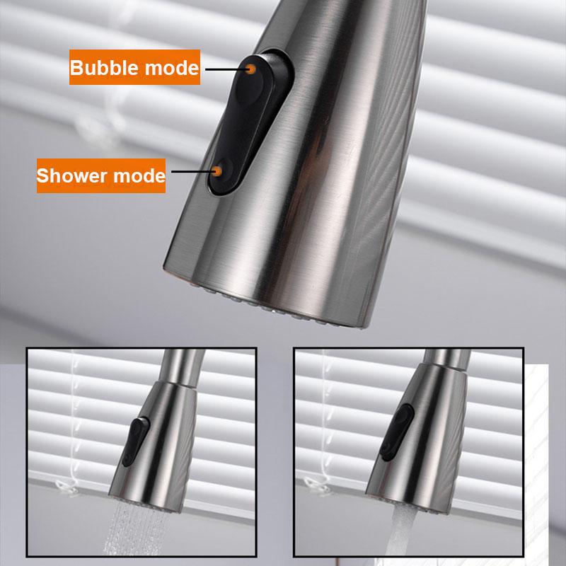 Brushed Pull Out Kitchen Sink Faucet Flexible 2 Modes Stream & Sprayer Nozzle Faucets Stainless Steel Hot Cold Wate Mixer Tap