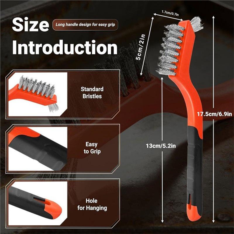 A25F-3Set Wire Brush Cleaning Kit,Stainless Steel Scraper Brushes With Scraper Blades, Used For Rust Removal And Dust Removal