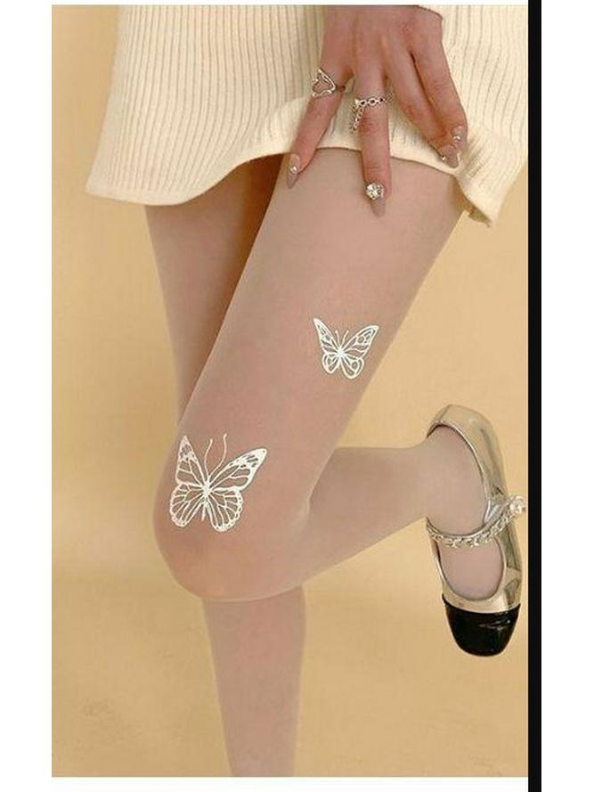 2024 Černé punčochy proti zatržení: Čistá touha Motýlí hedvábné punčochové kalhoty pro ženy, Ideální na jaro a podzim.