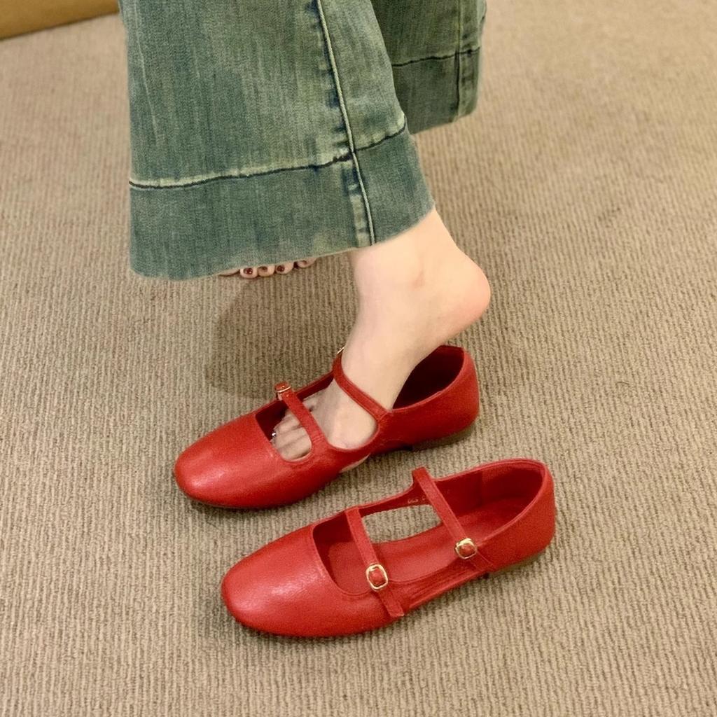 Korean version of fashionable small red single shoes women's shoes summer spring and autumn French retro one-word buckle with Mary Jane fl