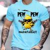 Men's Casual Loose T-shirt, Round Neck Cartoon Printed Short Sleeved Shirt, Plus Size