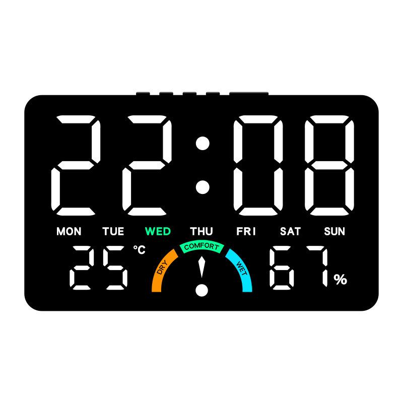 

GH9007 Большой светодиодный настенно-настольный clock с отображением температуры и влажности, многофункциональный будильник для прикроватной тумбочки