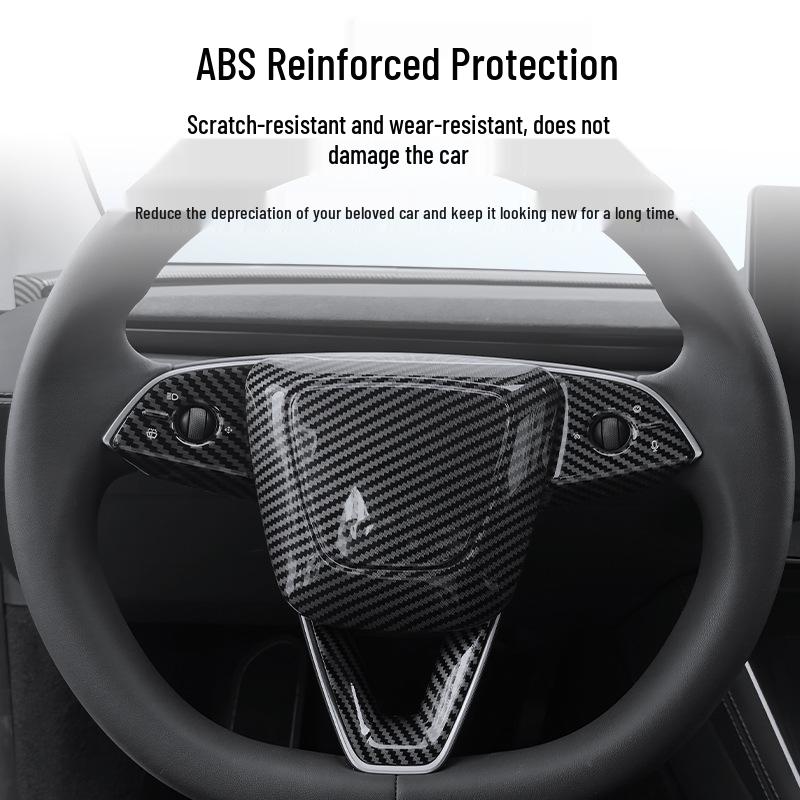 

Tesla Model 3/Y 2023 Carbon Fiber Steering Wheel Horn Decal Set (4-Piece) Matte black
