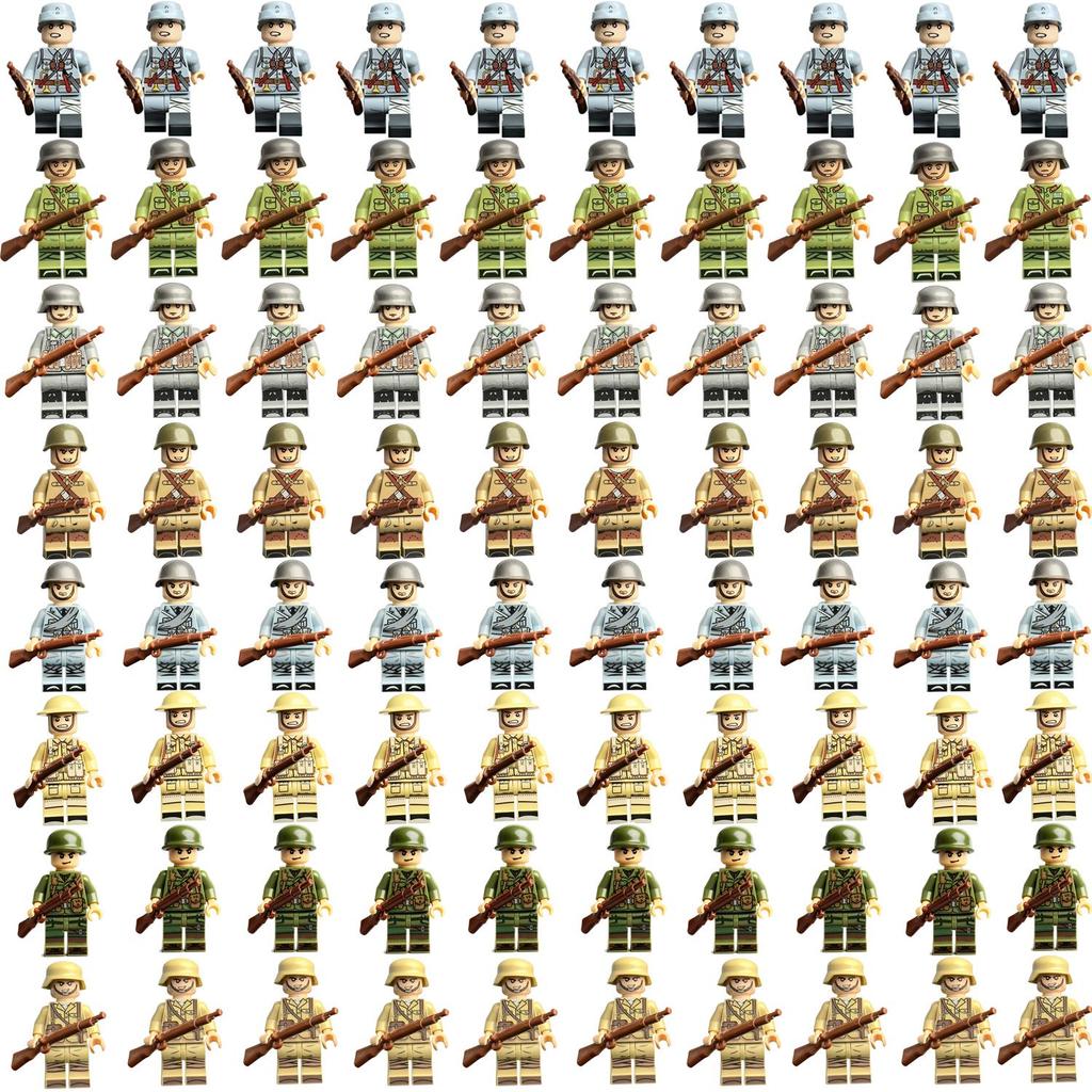 WWII Military Building Block Figures: Special Forces, Eighth Route Army, German & Soviet Army Toy