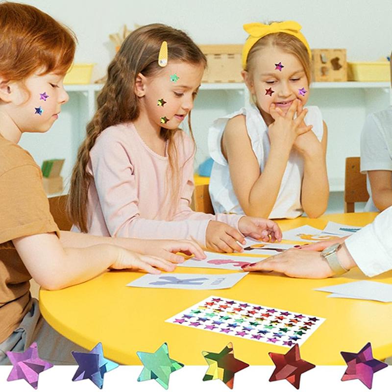 Children Stationery Stickers Laser Star Heart Dots Self-adhesive Adhesive Decoration Accessories DIY Stickers Handicrafts TMZ