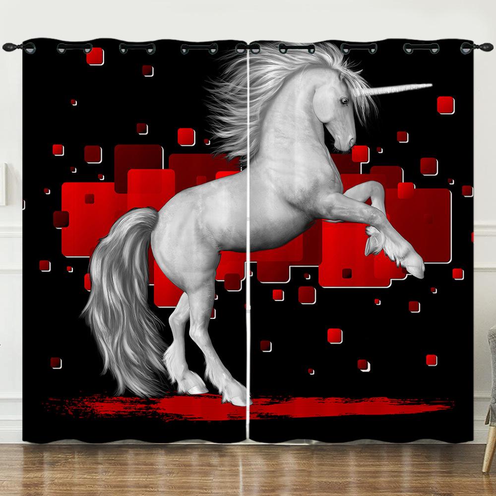 Curtain Dinosaur World 3D Digital Printing Blackout Curtain Punching