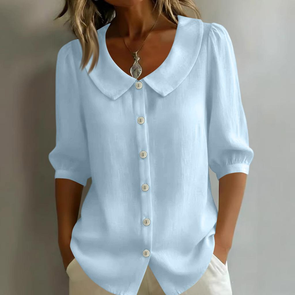 Ladies' Casual And Fashionable Loose V-neck Shirt Top