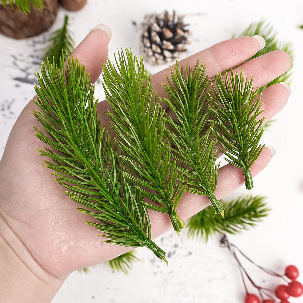 30/10Pcs Artificial Pine Branches Christmas Green Plants Pine Needles DIY Xmas Tree Garland Home Navidad Party Decoration Flower