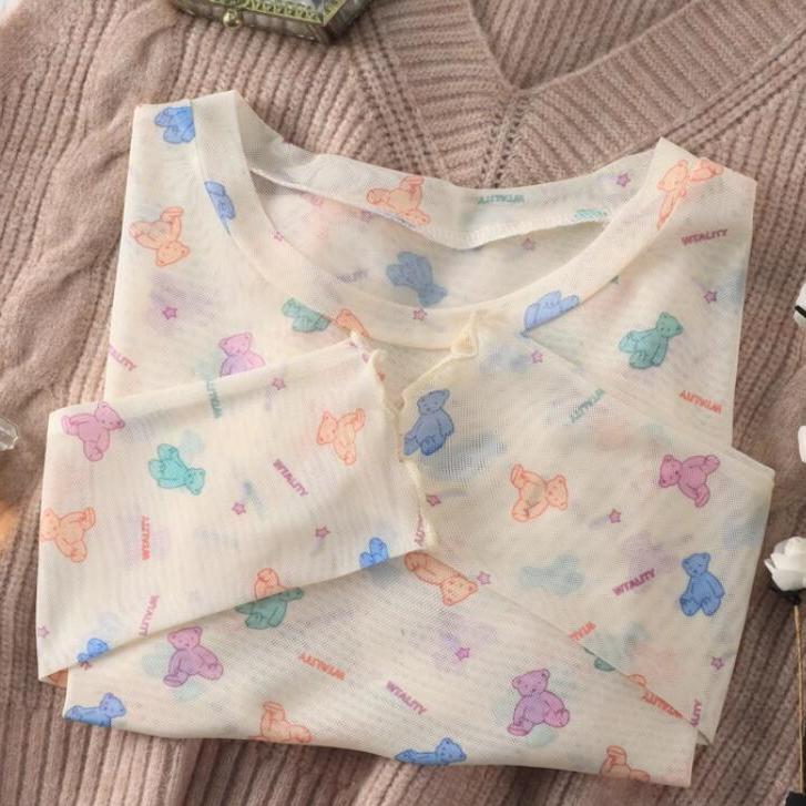 

Женская футболка из ледяного шелка, сетчатый базовый слой, летняя прозрачная одежда для защиты от солнца, тонкий многослойный внутренний слой 2XL