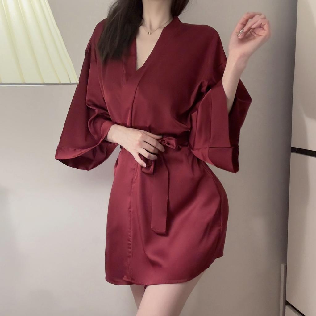Underwear Bridal Morning Robe Sexy Backless Temptation Ice Silk Comfortable Simple Robe Home Set Support