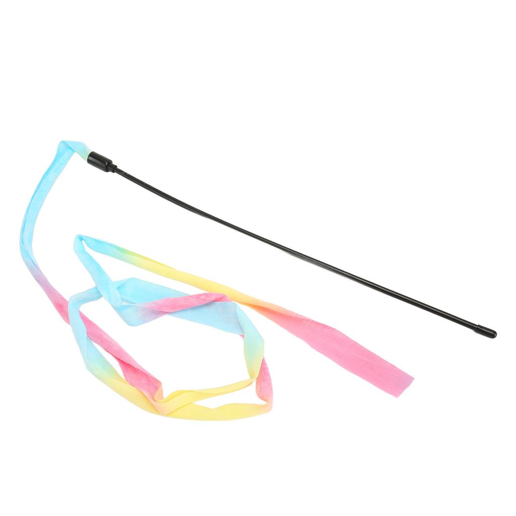 Ribbon Cat Wand Colorful Boredom Relief Funny Interactive Cat String Stick Toy for Kittens 3pcs