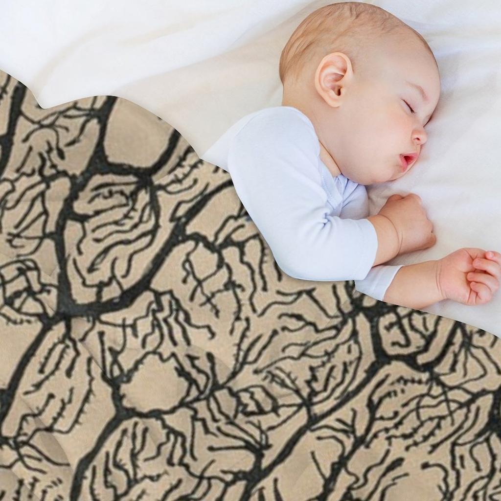 Cajal's Neurons Sketch Throw Blanket Summer Beddings Wednesday Kid'S Moving Blankets