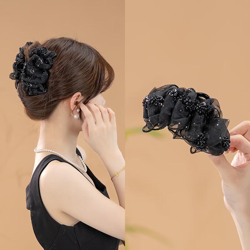 CHIMERA Beaded Pleated Hair Claw Clip One Size