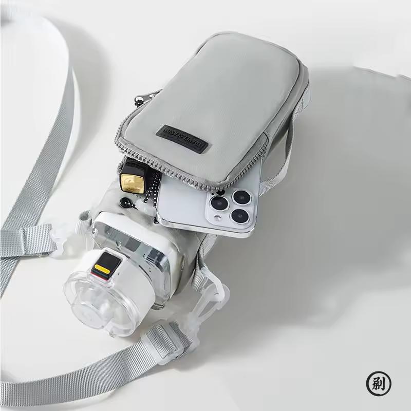 Tragbare Wasserflaschentasche mit verstellbarem Schultergurt, Thermo-Vakuumbecher, isolierte Schutzhülle