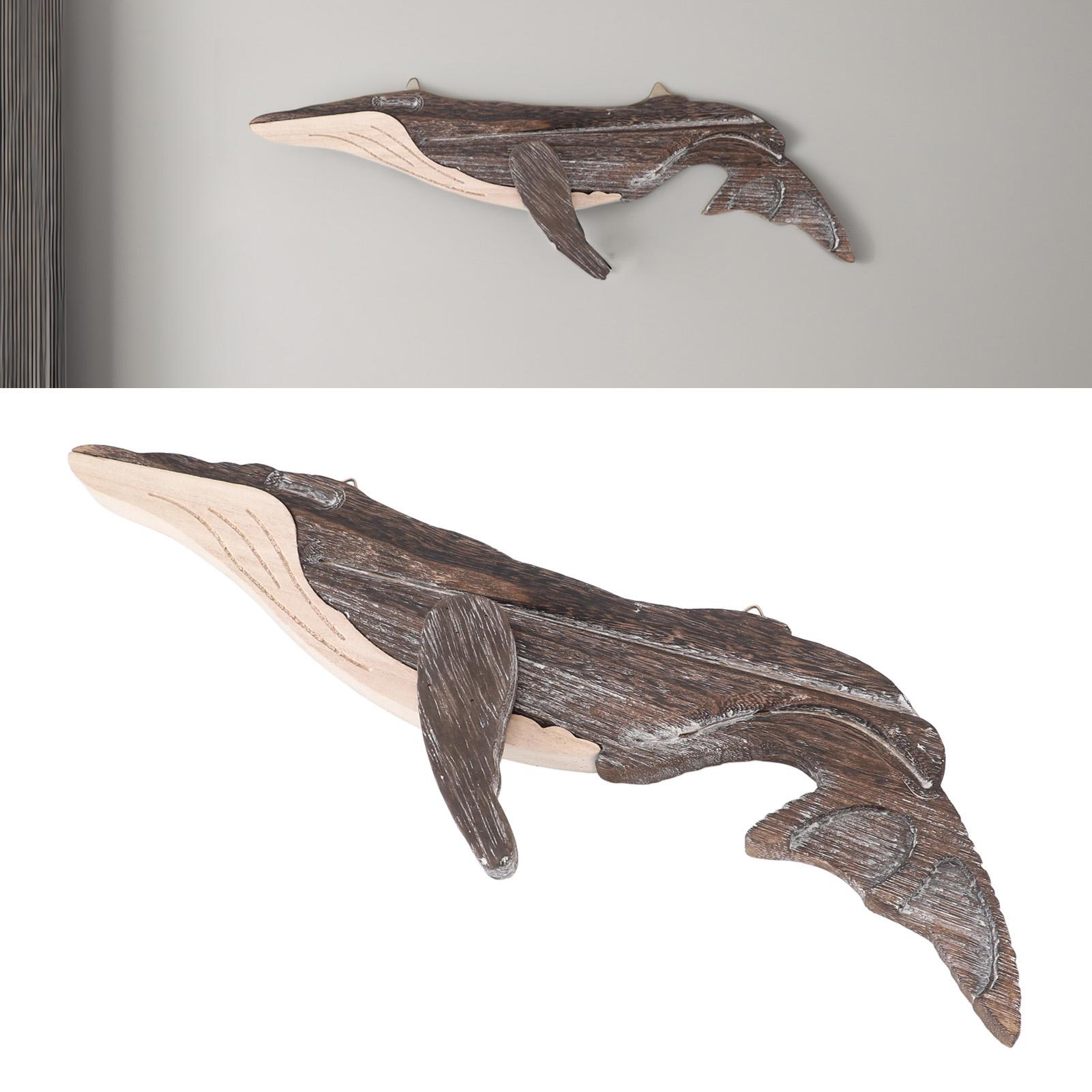 Wooden Whale Wall Decoration Whale Pendant Ocean Theme Whale Hanging Ornament for Living Room Bedroom Study